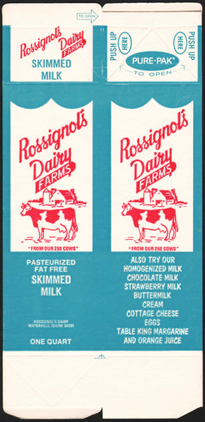 Vintage box ROSSIGNOLS DAIRY FARMS Skimmed milk carton Waterville Maine unused