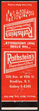 Vintage matchbook cover ROTHSTEINS DEPARTMENT STORE from Brooklyn New York