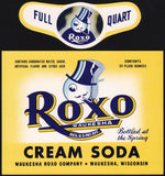 Vintage soda pop bottle label ROXO CREAM SODA Waukesha Wisconsin unused n-mint+