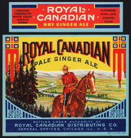 Vintage soda pop bottle label ROYAL CANADIAN GINGER ALE Mountie pictured Chicago