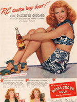 Vintage magazine ad ROYAL CROWN COLA 1945 Paulette Goddard from Duffys Tavern