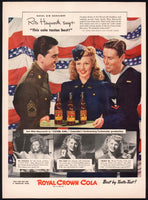 Vintage magazine ad ROYAL CROWN COLA 1943 WWII picture Rita Hayworth in Cover Girl