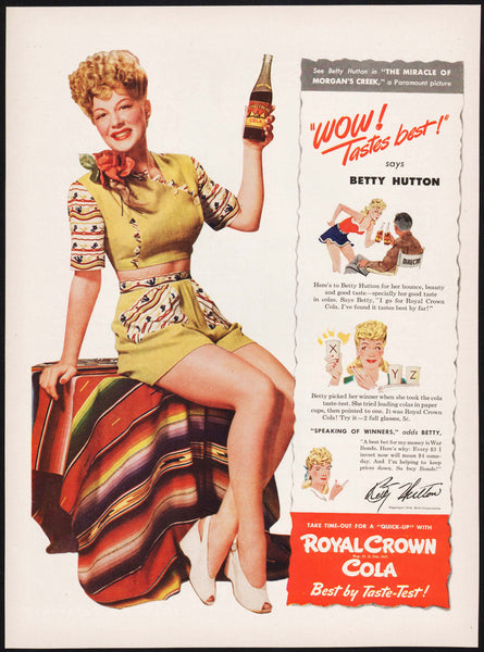 Vintage magazine ad ROYAL CROWN COLA 1943 Betty Hutton Miracle at Morgans Creek