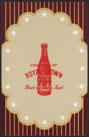 Vintage playing card ROYAL CROWN COLA Best by Taste Test pyramid bottle pictured