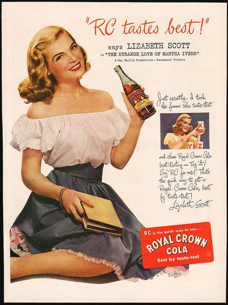 Vintage magazine ad ROYAL CROWN COLA from 1946 with Lizabeth Scott Martha Ivers