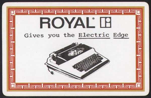 Vintage playing card ROYAL Gives You The Electric Edge picturing the typewriter
