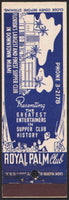 Vintage matchbook cover ROYAL PALM CLUB Supper Club pictured Downtown Miami Florida