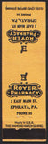 Vintage matchbook cover ROYER PHARMACY mortar and pestle Ephrata Pennsylvania