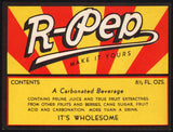 Vintage soda pop bottle label R-PEP a carbonated beverage new old stock n-mint+