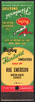 Vintage matchbook cover RUGBY FLINTWIST SWEATERS rugby player pictured Newark Ohio