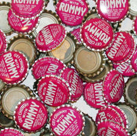 Soda pop bottle caps Lot of 25 GET CHUMMY WITH RUMMY plastic lined new old stock