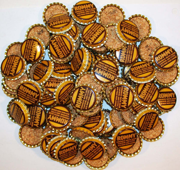 Soda pop bottle caps Lot of 100 RUMMY cork lined EARLY ONE unused new old stock