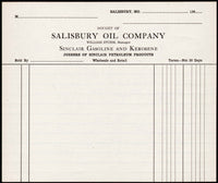 Vintage receipt SINCLAIR GASOLINE Salisbury Oil 1940s Salisbury Missouri n-mint+