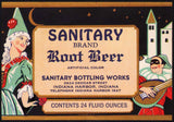 Vintage soda pop bottle label SANITARY ROOT BEER princess court jester Indiana