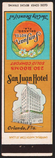 Vintage matchbook cover SAN JUAN HOTEL old hotel and orange pictured Orlando Florida