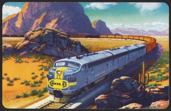 Vintage playing card SANTA FE railroad train in American Southwest pictured