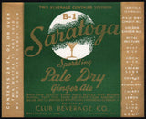 Vintage soda pop bottle label SARATOGA GINGER ALE Scranton PA unused n-mint+