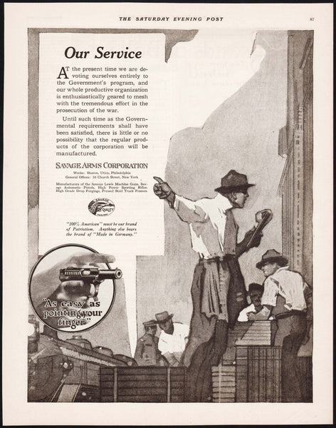 Vintage magazine ad SAVAGE ARMS CORPORATION from 1918 with indian logo New York