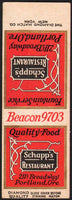 Vintage matchbook cover SCHAPPS RESTAURANT Diamond Quality OR salesman sample