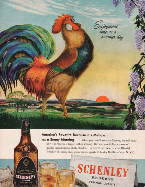 Vintage magazine ad SCHENLEY RESERVE whiskey from 1946 full color