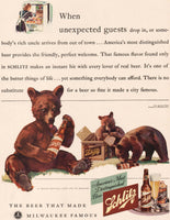 Vintage magazine ad SCHLITZ BEER 1941 Milwaukee brown bears and bottles pictured