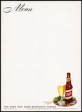 Vintage menu SCHLITZ beer bottle and glass pictured unused new old stock n-mint+