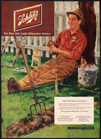 Vintage magazine ad SCHLITZ BEER 1951 gardener taking a break Milwaukee Wis
