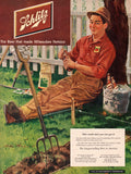 Vintage magazine ad SCHLITZ BEER 1951 gardener taking a break Milwaukee Wis