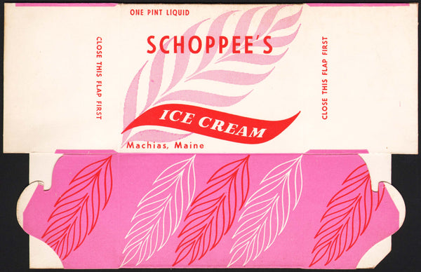 Vintage box SCHOPPEES Ice Cream Cherry Machias Maine new old stock excellent++