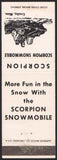 Vintage matchbook cover SCORPION SNOWMOBILE with picture Crosby Minnesota