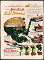Vintage magazine ad SCOTT ATWATER OUTBOARD BOAT MOTORS 1953 Gold Pennant pictured
