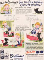 Vintage magazine ad SCOTTISSUE Scottowels from 1942 boy and scotty dog cartoon