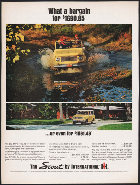 Vintage magazine ad THE SCOUT International Harvester IH from 1965 yellow Scout