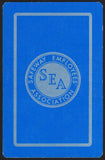 Vintage playing card SEA SAFEWAY EMPLOYEES ASSOCIATION with a blue background