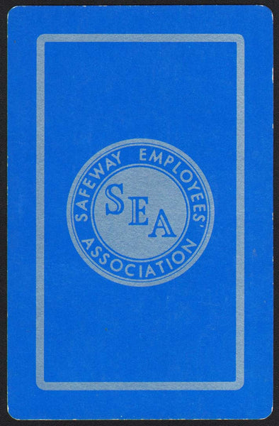 Vintage playing card SEA SAFEWAY EMPLOYEES ASSOCIATION with a blue background