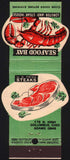 Vintage matchbook cover SEAFOOD BAY Columbus Ohio die cut lobster Lion Contour