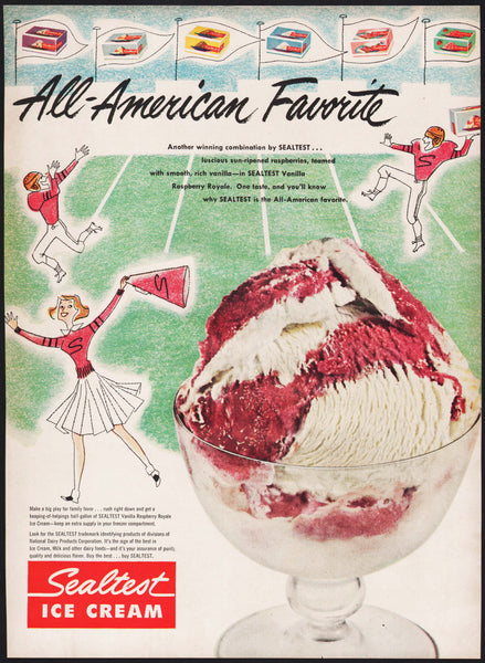 Vintage magazine ad SEALTEST ICE CREAM from 1951 All American Favorite football