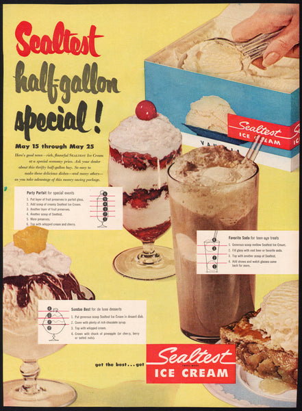 Vintage magazine ad SEALTEST ICE CREAM 1952 sundae parfait root beer float pictures