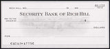 Vintage bank check SECURITY BANK OF RICH HILL cattle pictured Rich Hill Missouri
