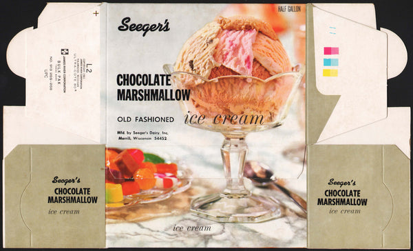 Vintage box SEEGERS Ice Cream Chocolate Marshmallow Dairy Merrill Wisconsin