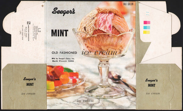 Vintage box SEEGERS Ice Cream Mint Dairy Merrill Wisconsin unused new old stock