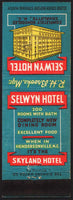 Vintage matchbook cover SELWYN HOTEL Hendersonville Charlotte North Carolina
