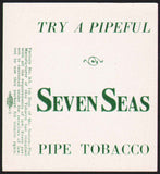 Vintage label SEVEN SEAS Pipe Tobacco Factory No 93 1st Dist of Mo new old stock
