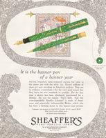 Vintage magazine ad SHEAFFERS Pens Pencils white dot pen 1926 Donald Denton art
