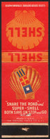 Vintage matchbook cover SHELL gas oil Share the Road Super Shell clamshell logo