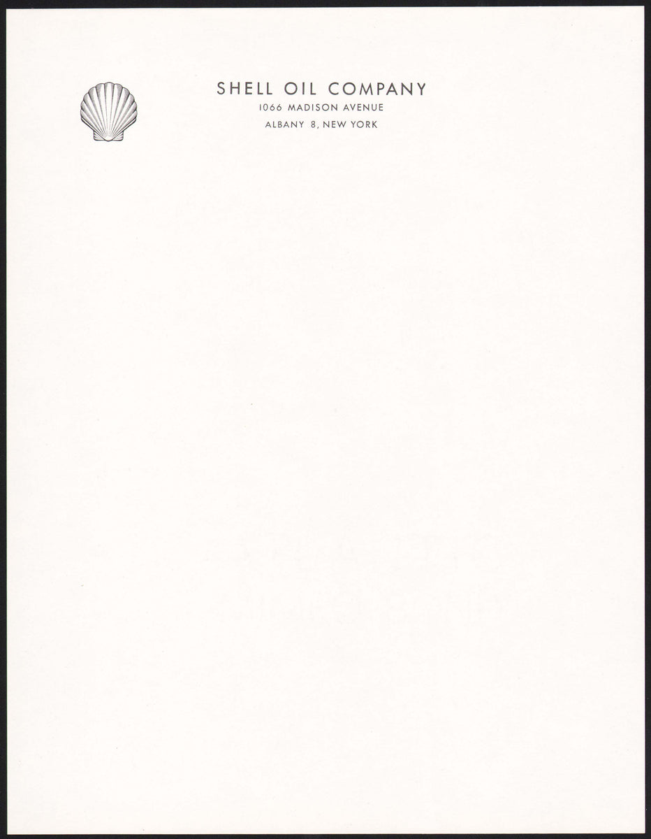Vintage letterhead SHELL OIL COMPANY gas oil Albany New York clamshell ...