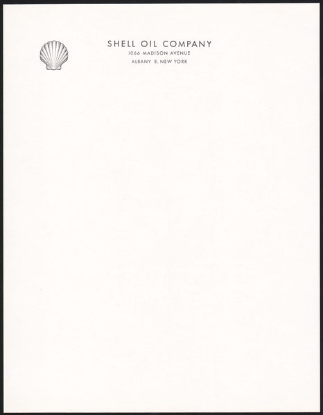 Vintage letterhead SHELL OIL COMPANY gas oil Albany New York clamshell logo n-mint