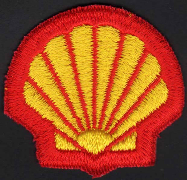 Vintage uniform patch SHELL gas oil die cut clamshell shaped new old stock n-mint+