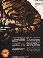 Vintage magazine ad SHELL gas oil from 1942 clamshell logo picturing a tiger