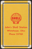 Vintage playing card SHELL gas oil Johns Shell Station Phone 55760 Whitehouse Ohio